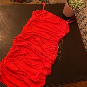 NWOT Rouched coral bodycon dress